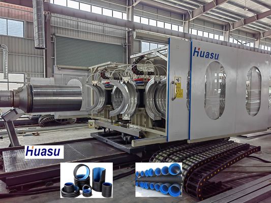 Double Wall Corrugated Pipe Extrusion Line with ID30-ID1500mm Range 23 Years Production Experience and 6m-12m Cooling Tank
