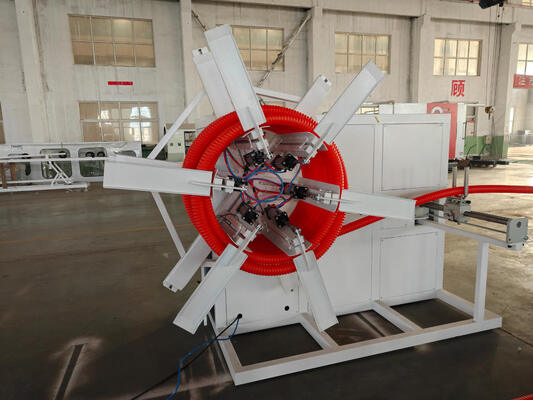 Double Wall Corrugated Pipe Extrusion Line with Pressure Water Cooling Continuously, Siemens Brand Electrical Parts, and 100kg/h - 2000kg/h Production Capacity