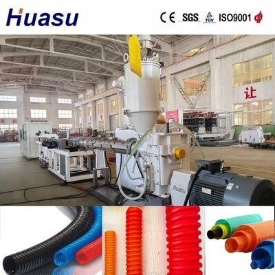 PLC Controlled Remote Corrugated Pipe Extrusion Line with 32mm-1600mm Diameter Range and Single Screw Extruder for Cable Protection