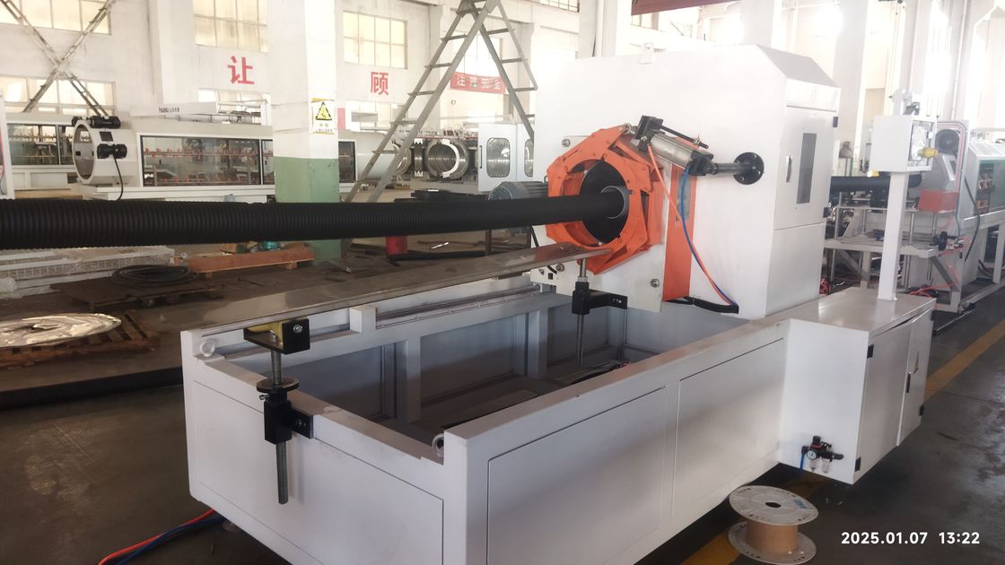 Ηλεκτρονική γραμμή εκτόξευσης κυματοειδών σωλήνων διπλού τοιχώματος με PLC της Siemens και χωρητικότητα 250-1000kg/h για ανθεκτικά σωλήνα