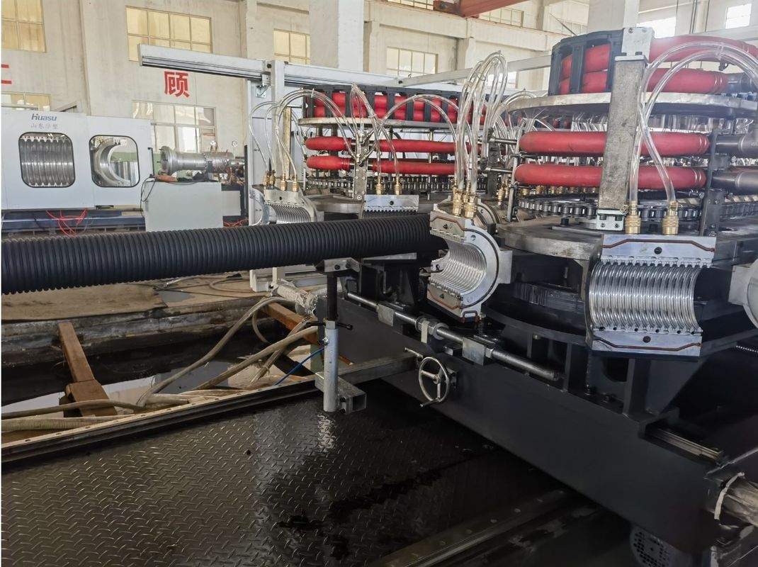 PE PP PVC διπλό τοίχωμα κυματοειδών σωλήνων Extrusion Line Pipe Machine Extrusion για αποχέτευση νερού