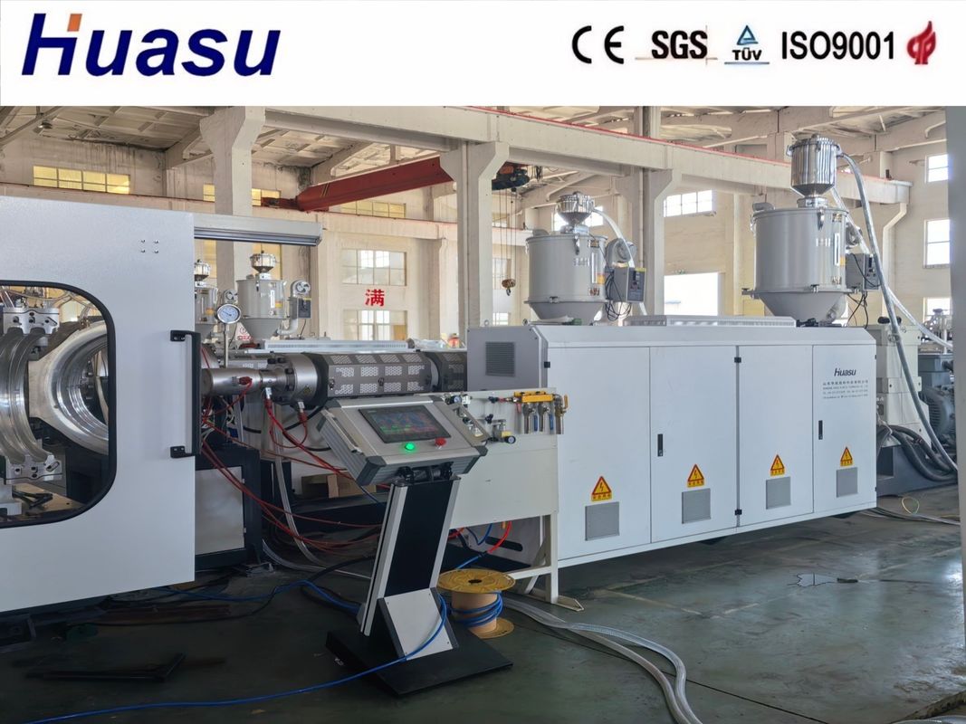 High-Efficiency Plastic Pipe Extrusion Line with Online Belling and Pressure Water-Cooling for Corrugated Pipe Production