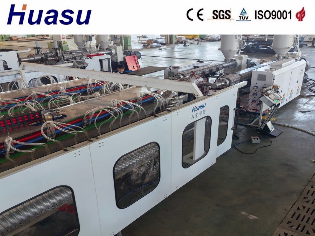 Η γραμμή εξώθησης κυματοειδών σωλήνων με ένα μόνο τοίχωμα με τηλεχειριστήριο, με σταθερή ροή εργασίας και ηλεκτρονική σήμανση για σωλήνες PVC/PE/MPP/PA/HDPE