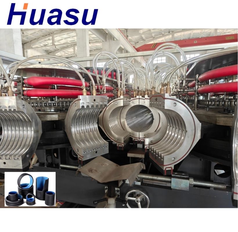 Γραμμή Εξώθησης Σωλήνων Διπλού Τοιχώματος με Κυματοειδή Σχήμα με Inverter Siemens 63mm Ελάχιστη Διάμετρος