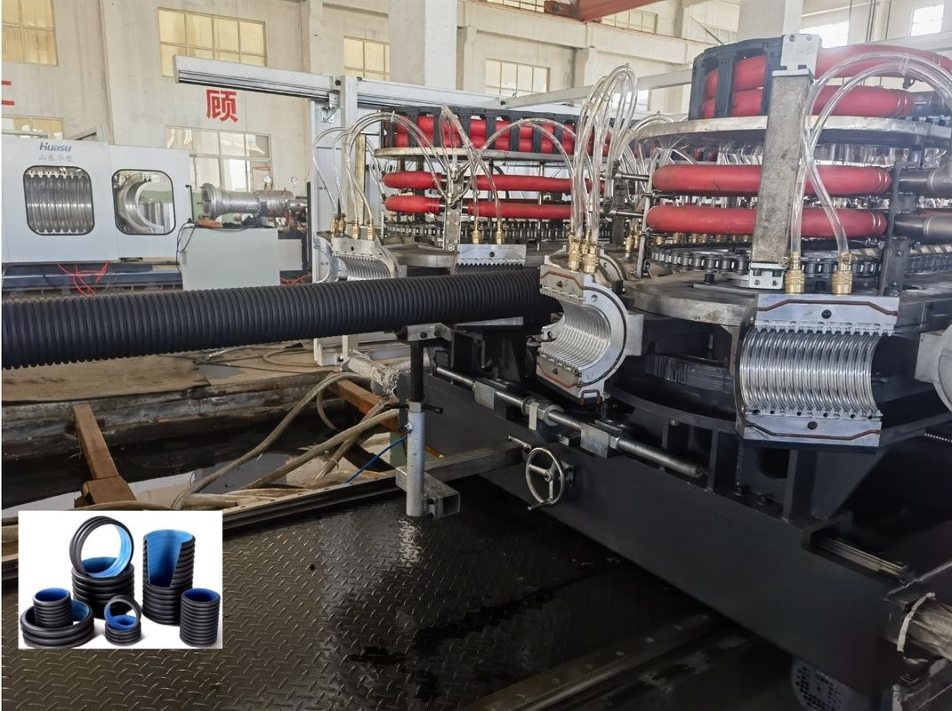 Γραμμή Εξώθησης Σωλήνων Διπλού Τοιχώματος με Κυματοειδή Σχήμα με Inverter Siemens 63mm Ελάχιστη Διάμετρος