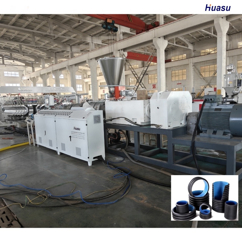Double Wall Corrugated Pipe Extrusion Line with 6m or Customized Pipe Length HDPE PVC Model and Single or Twin Screw Co-extruder