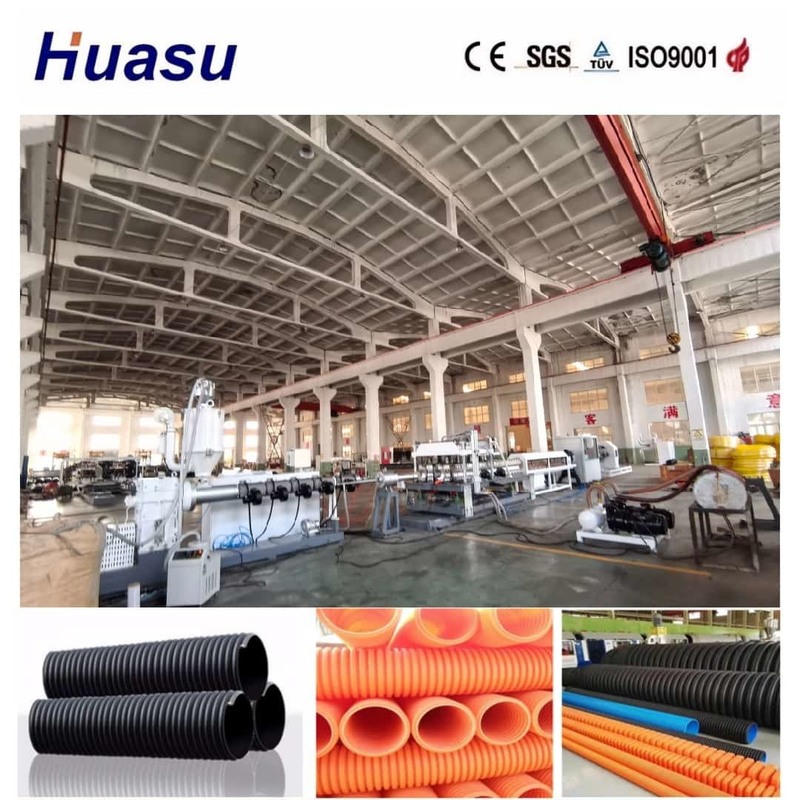 Μοναδικό τοίχωμα κυματοειδούς σωλήνα γραμμή ακροβολίας με 60-2000kg/h χωρητικότητα 32mm-1600mm διάμετρος και PLC τηλεχειριστή