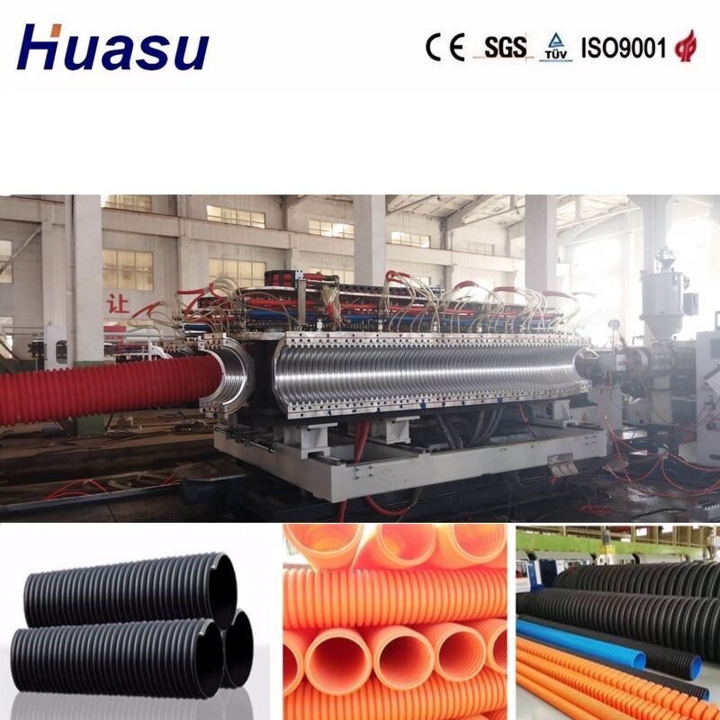 PLC Controlled Double Wall Corrugated Pipe Extrusion Line with 100-3000kg/h Output and 32-1600mm Pipe Diameter