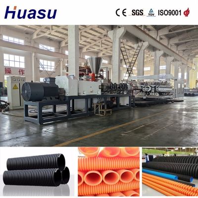 Double Wall Corrugated Pipe Extrusion Line for PVC/PE/MPP/PA/HDPE with 32-1600mm Pipe Diameter 60-2000kg/h Capacity and 0.5-5m/min Production Speed