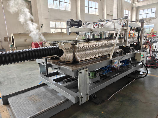 Double Wall Corrugated Pipe Extrusion Line with 1 Set Water Cooling Tank 32mm-200mm Screw Diameter and HV>740 Barrel Screw