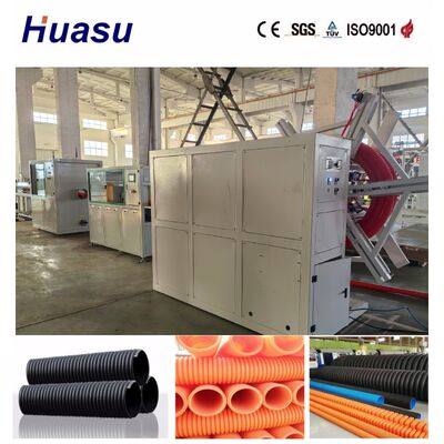 Single Wall Corrugated Pipe Extrusion Line with Online Belling Technology, Siemens PLC Control, and Customizable Waveform Solutions